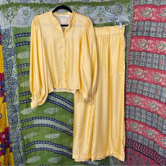 NWOT Jen's Pirate Booty Golden Sun Silk Blend Blouse/ Wide Leg Set Size Large - Picture 2 of 16